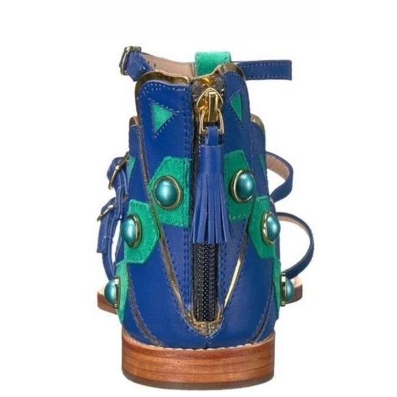 Kate Spade PEACOCK Soto Emerald Napa Leather Sandal Size 7.5 M NIB Gorgeous - Picture 6 of 13